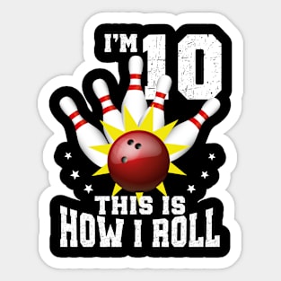 Bowling 10th Birthday Bday Party Kids 10 years Old Bowler Sticker